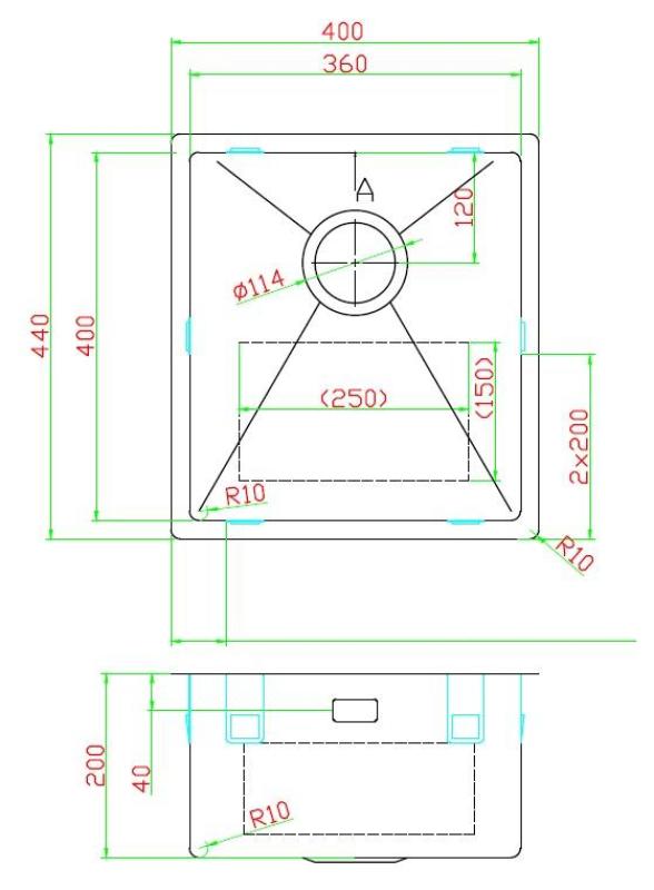 Pure.Sink Luxion Gouden spoelbak 36x40 cm onderbouw, vlakinbouw en opbouw PLX3640-60