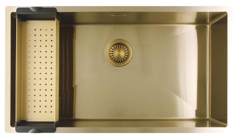 Pure.Sink Luxion Grote Gouden spoelbak 74x40 cm onderbouw, vlakinbouw en opbouw PLX7440-60