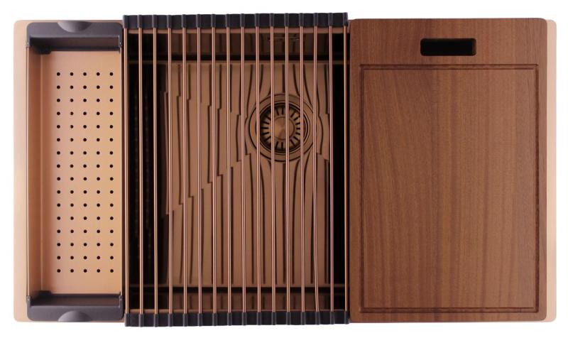 Pure.Sink Luxion Grote Koperen spoelbak 74x40 cm onderbouw, vlakinbouw en opbouw PLX7440-62