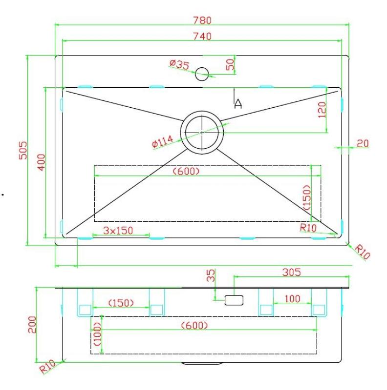 Pure.Sink Luxion Grote RVS spoelbak 78x50 cm Tapwing met kraangatbank PLX7850T-02