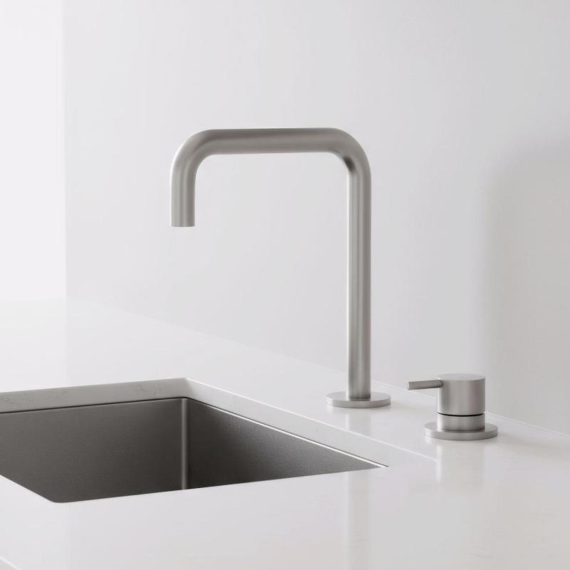 Pure.Sink Luxion 2-gats massief RVS keukenkraan met U uitloop PLX2HU-02