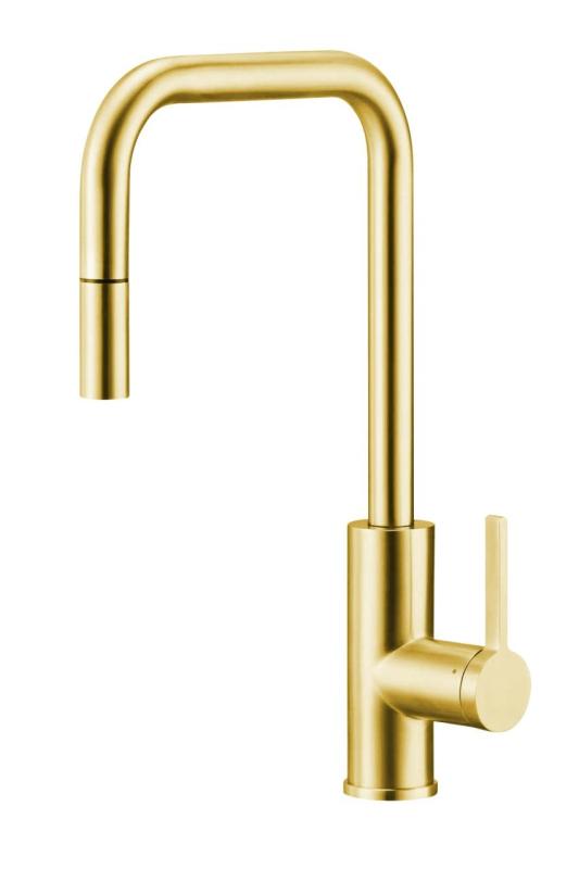 Pure.Sink Luxion Gouden keukenkraan square met uittrekbare uitloop PLXSQUA-60