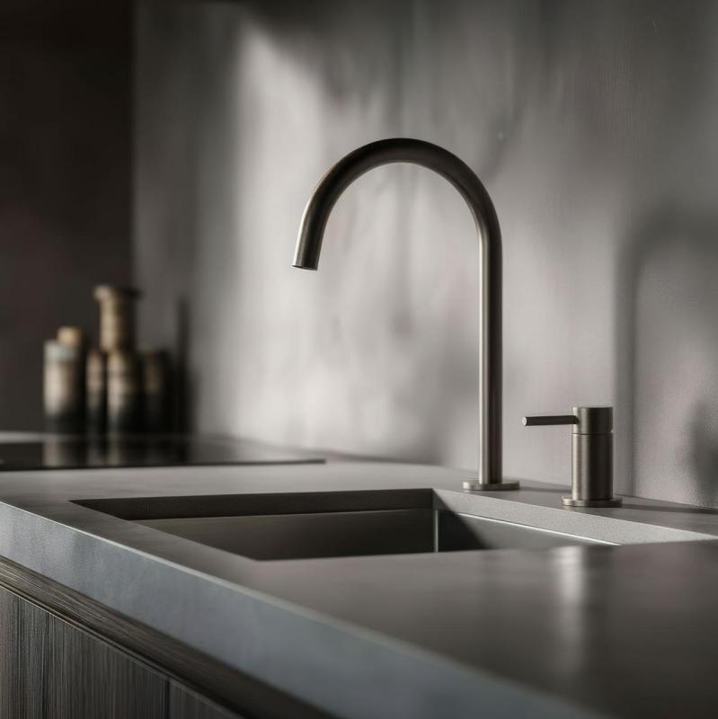 Pure.Sink Luxion 2-gats Gun metal keukenkraan met ronde uitloop PLX2HR-61