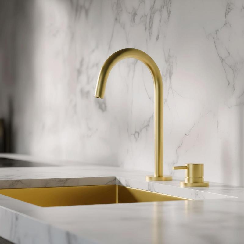 Pure.Sink Luxion 2-gats Gouden keukenkraan met ronde uitloop PLX2HR-60