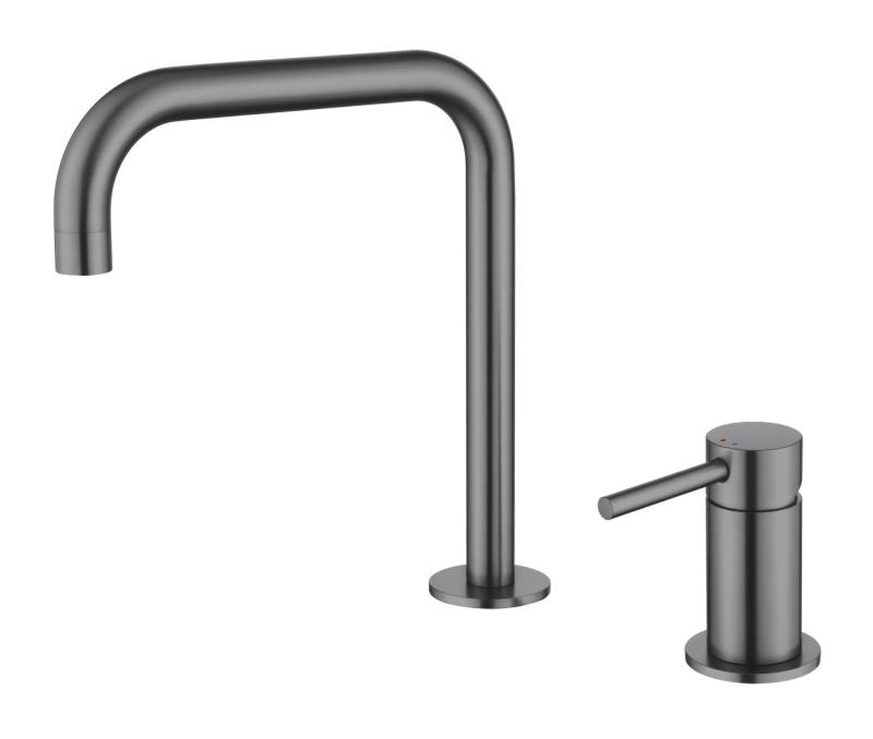 Pure.Sink Luxion 2-gats Gun metal keukenkraan met U uitloop PLX2HU-61