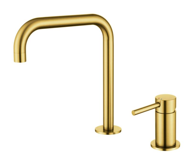 Pure.Sink Luxion 2-gats Gouden keukenkraan met U uitloop PLX2HU-60
