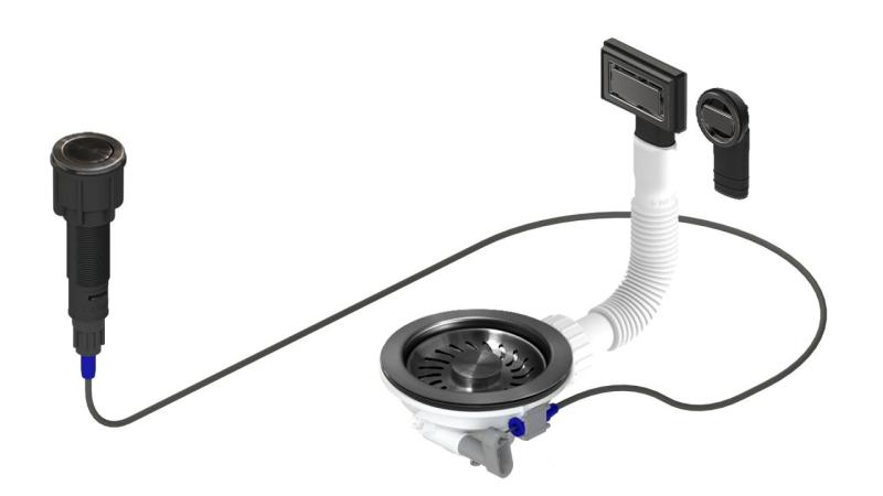 Granitemy Gun metal Afvoerset inclusief drukknop-waste met plug, plus rechthoekige en ronde overloop 1208971745