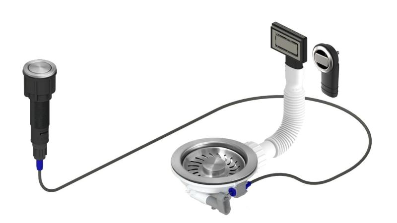 Granitemy RVS Afvoerset inclusief drukknop-waste met plug, plus rechthoekige en ronde overloop 1208971748