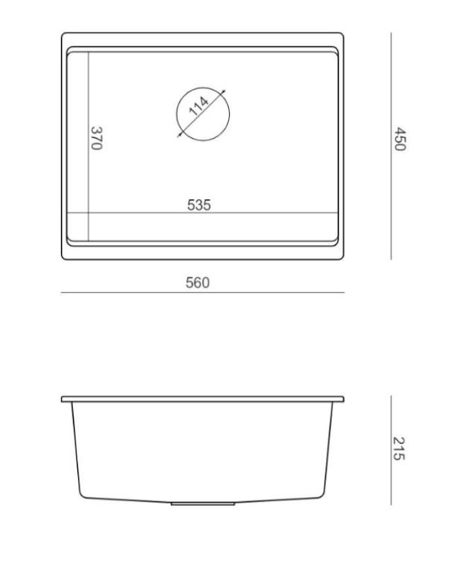 Quadri Newport II graniet onderbouw beige spoelbak 560x450mm met rvs plug en afvoerkapje 1208971766