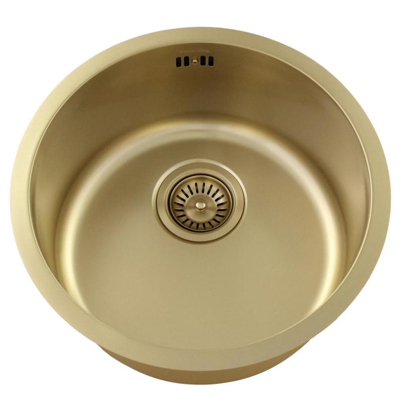Pure.Sink Rondo Gouden Ronde Spoelbak vlakinbouw, onderbouw en opbouw 38 cm PRN38-60