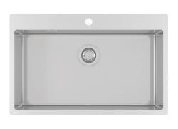 OUTLET BESCHADIGD Ausmann Oder Blue grote rvs spoelbak 79x50cm vlakbouw en opbouw met kraangatbank 1208971784