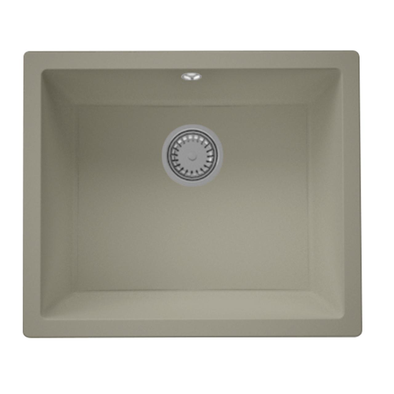 GraniteMy Universal granieten taupe spoelbak 50x40 cm onderbouw  met rvs plug  1208971790 - Productafbeelding