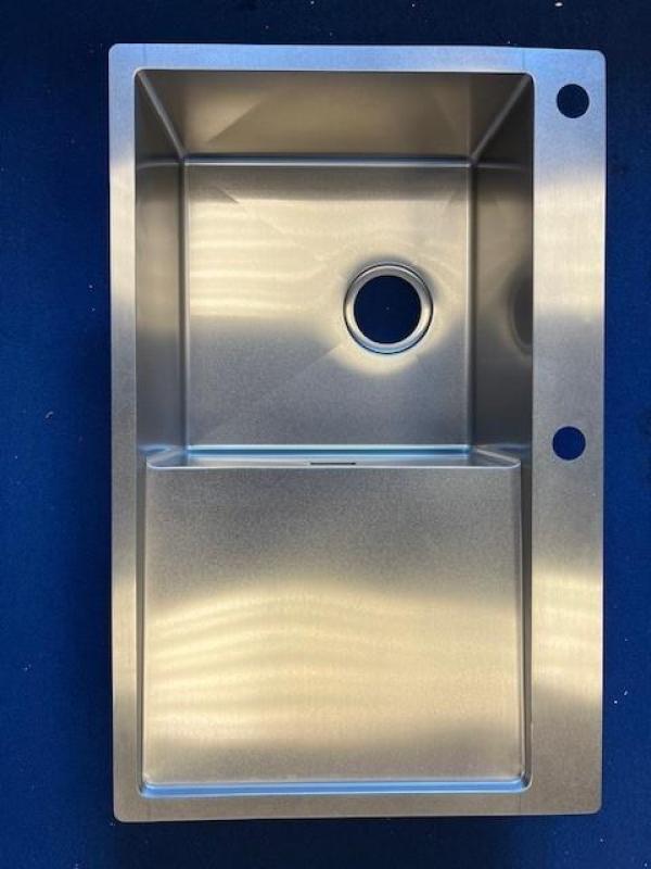 HOEK licht gebogen Ausmann Turt RVS spoelbak met afdruipgedeelte rechts 780x500mm opbouw en vlakbouw 1208971798