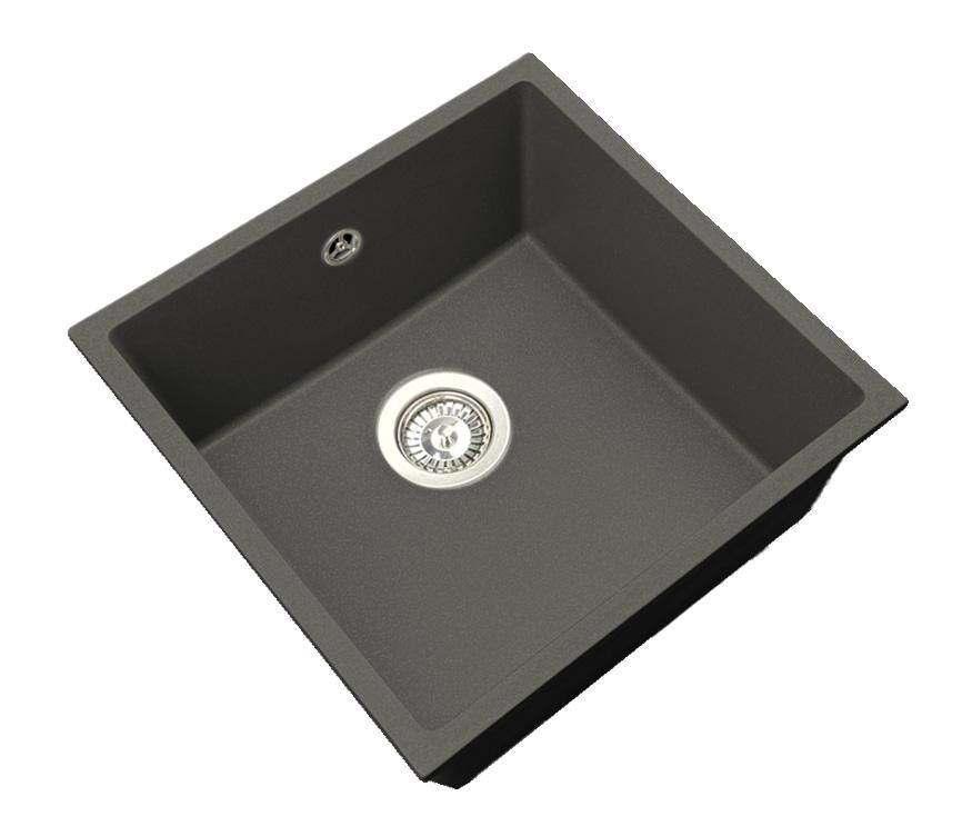OUTLET GraniteMy Universal Granieten Grijs, donker Spoelbak 40x40 cm  Onderbouw met RVS Plug 1208971810 - Productafbeelding 3
