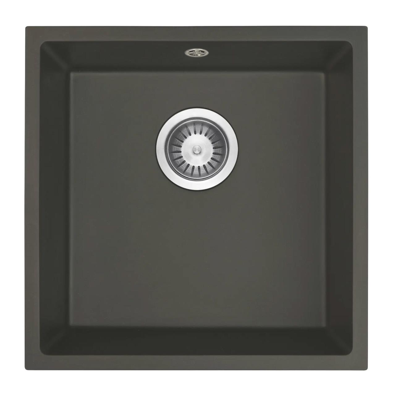 OUTLET GraniteMy Universal Granieten Grijs, donker Spoelbak 40x40 cm  Onderbouw met RVS Plug 1208971810 - Productafbeelding