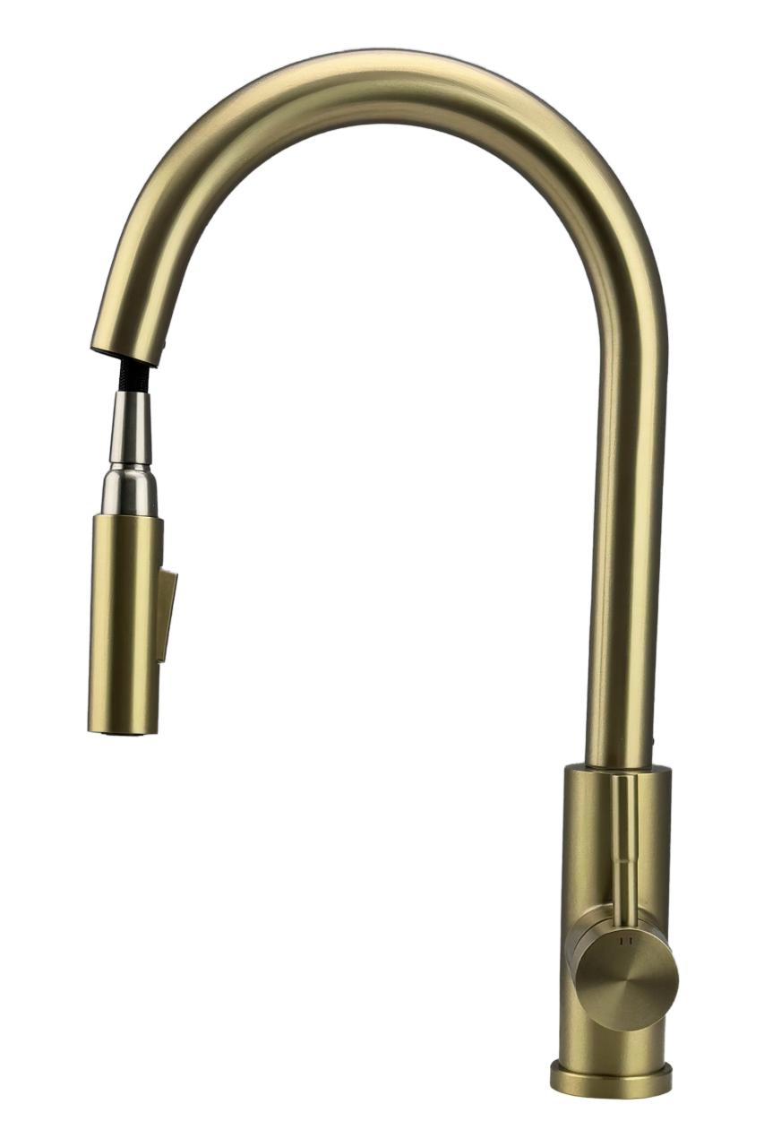 Licht bekrast Pure.Sink Elite Steel Stream-S keukenkraan PVD geborsteld goud met uittrekbare uitloop 1208971857 - Productafbeelding 5