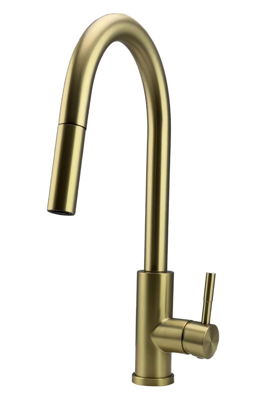 Licht bekrast Pure.Sink Elite Steel Stream-S keukenkraan PVD geborsteld goud met uittrekbare uitloop 1208971857 - Productafbeelding 7