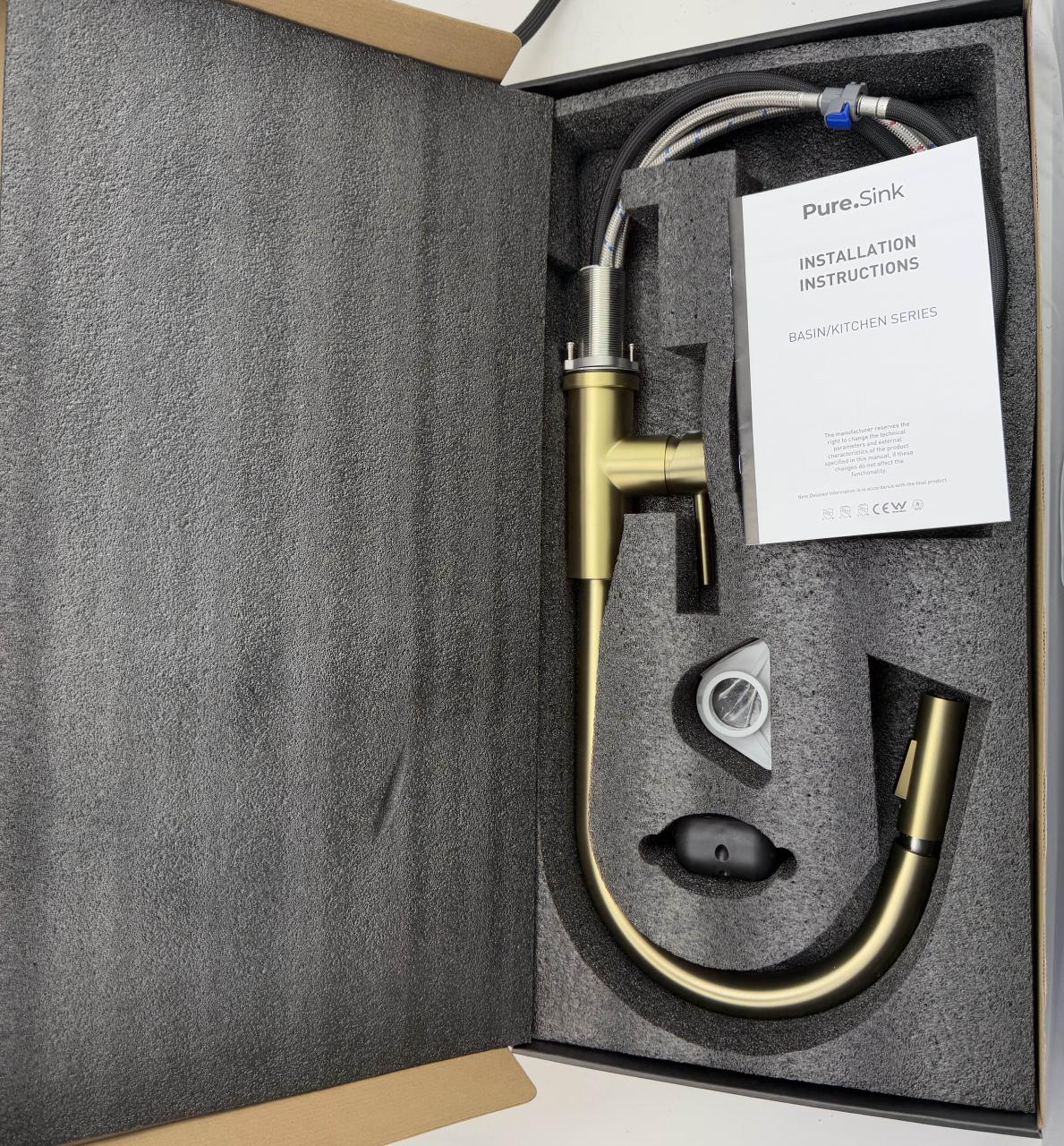 Licht bekrast Pure.Sink Elite Steel Stream-S keukenkraan PVD geborsteld goud met uittrekbare uitloop 1208971857 - Productafbeelding 9