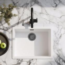 Ausmann Fibre witte spoelbak 50x40cm onderbouw, opbouw en vlakinbouw met automatische gun metal plug 1208971902