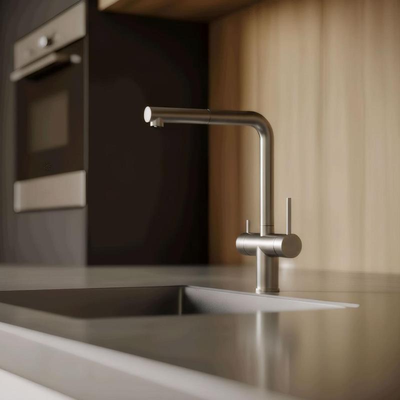 Pure.Sink Elite Steel Clear-S RVS 3-weg Keukenkraan met Uittrekbare Uitloop en Gefilterd Water PS8120-02