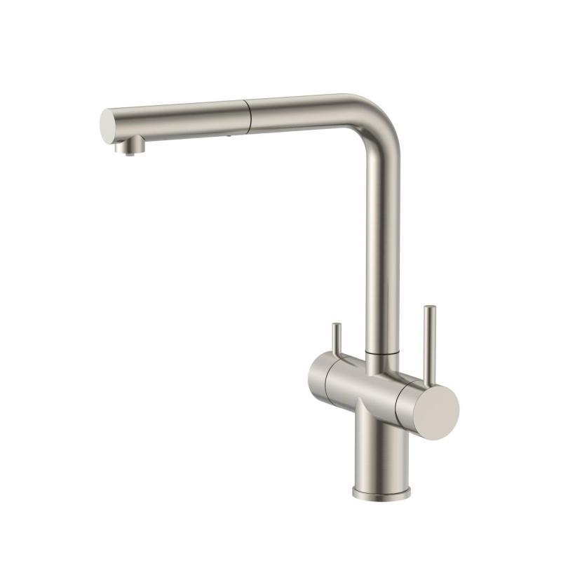 Pure.Sink Elite Steel Clear-S RVS 3-weg Keukenkraan met Uittrekbare Uitloop en Gefilterd Water PS8120-02