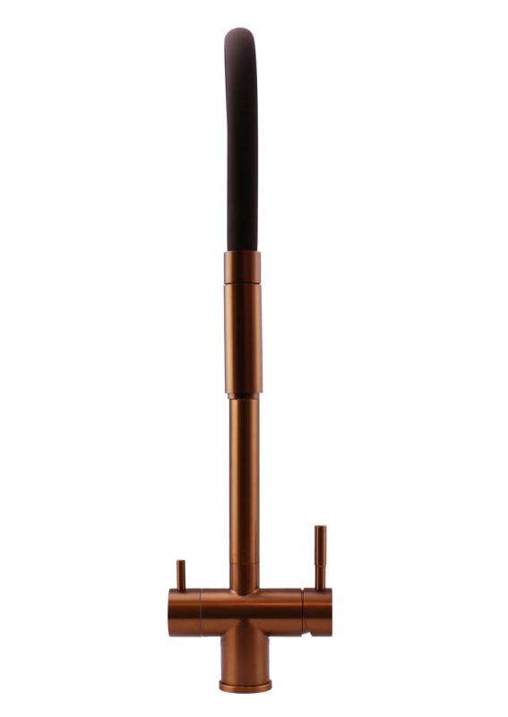 Pure.Sink Elite Steel Flex 3-weg PVD koper keukenkraan met flexibele uitloop en Gefilterd Water PS8110-62