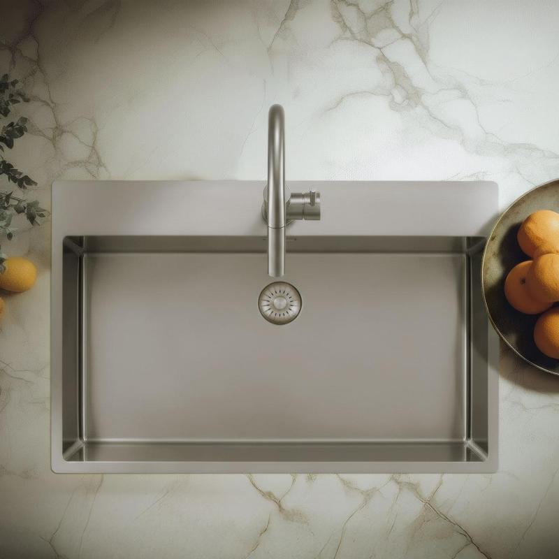 Pure.Sink Exclusivo RVS grote Spoelbak 75x40cm Tapwing met kraangat PEX7540T-02