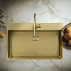 Pure.Sink Exclusivo Gouden Grote Spoelbak 75x40cm Tapwing met Kraangat PEX7540T-60