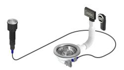 Pure.Sink Universal RVS Afvoerset inclusief drukknop-waste met plug, plus rechthoekige en ronde overloop WSTAUT-02