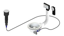 Pure.Sink Universal Mat Witte Afvoerset inclusief drukknop-waste met plug, plus rechthoekige en ronde overloop WSTAUT-32