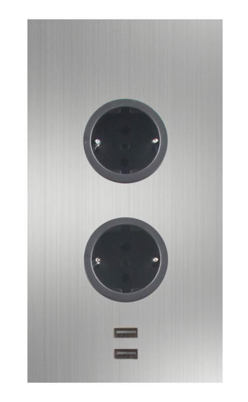 Indux Corner Еnergiezuil met 2 stopcontacten Randaarde en 2 x USB-lader RVS 1208972296