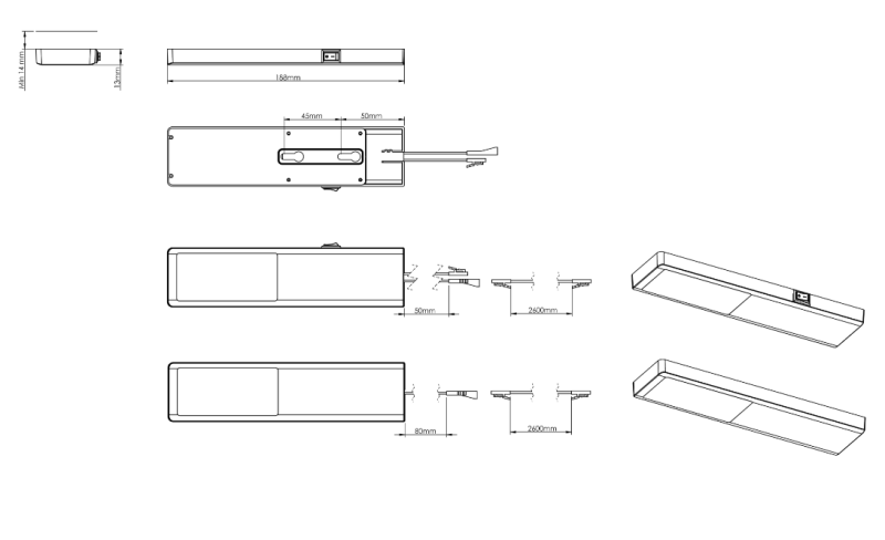 Indux Nivo keuken opbouw LED Spot 3 W met Centraalschakelaar Zwart 1208972331