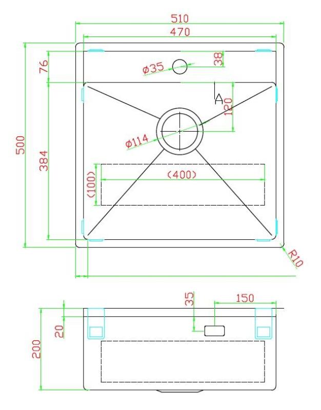 Pure.Sink Luxion PVD Antiek Bronzen spoelbak 51x50 cm Tapwing met kraangatbank en bodemrek PLX5150T-64
