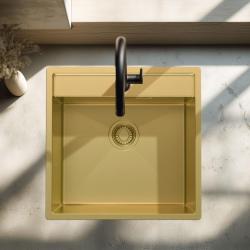 OUTLET Hoek gebogen Pure.Sink Luxion Gouden spoelbak 51x50 cm Tapwing met kraangatbank 1208972440