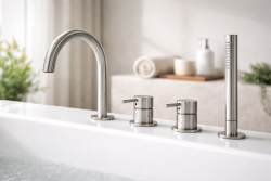 MURO TUA inbouw badrandmengkraan met ronde uitloop en uittrekbare handdouche chroom 1208972441