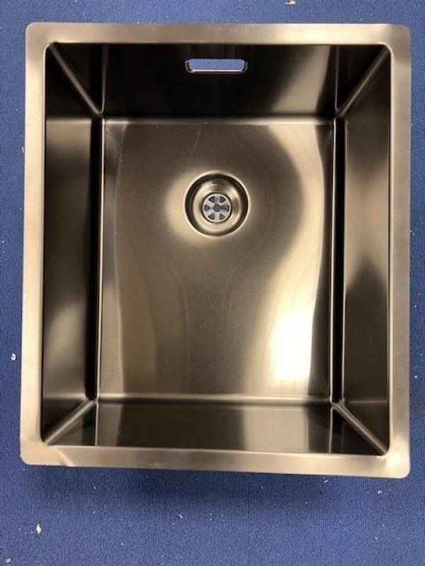 OUTLET Hoeken gebogen Pure.Sink Exclusivo Gun metal spoelbak 34x40 cm 10mm radius onderbouw, vlakbouw en opbouw 1208972446