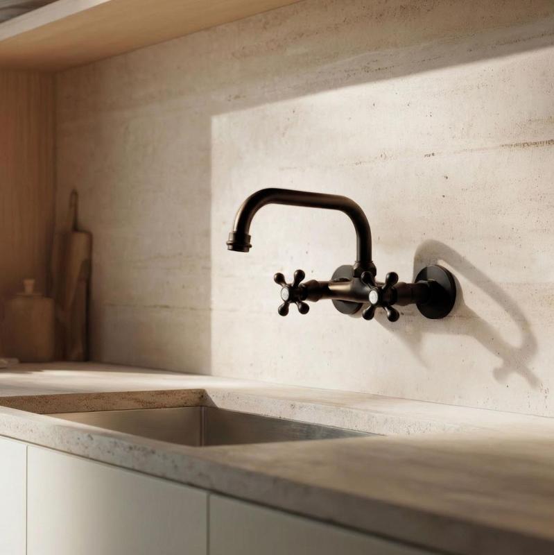 Aquanello Heritage Ascot Klassieke Keuken Muurkraan Boven Uitloop Zwart BL-4110-HA