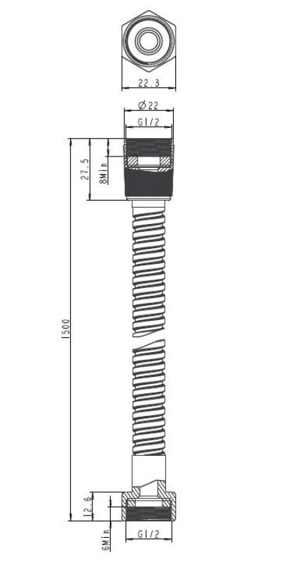 Aquanello Heritage Collection Doucheslang  150cm Brons BN-9002-HC