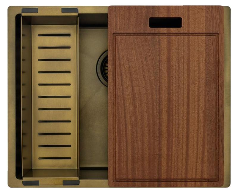 Pure.Sink Luxion PVD Antiek Bronzen spoelbak 50x40 cm onderbouw met bodemrek PLX5040-64